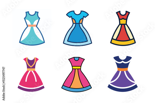 set of colorful fashion girls