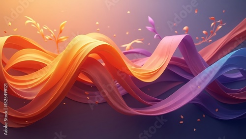 Abstract Fluid Forms in Vibrant Orange and Purple
