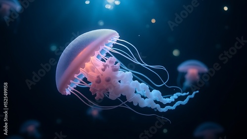 Beautiful jellyfish gracefully drifting in an aquarium
