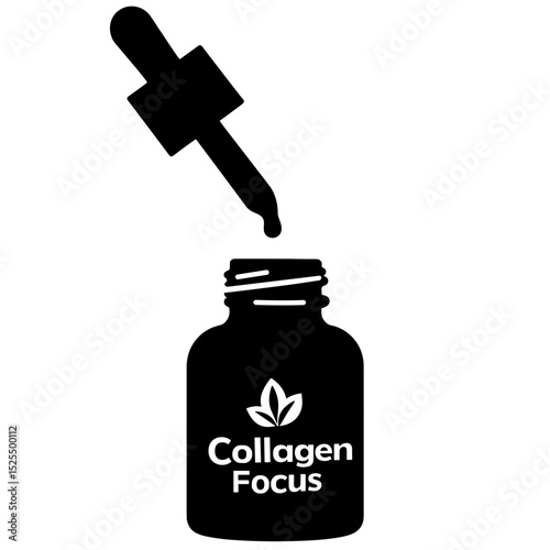 Silhouette of dropper above collagen serum jar, skincare and beauty focus