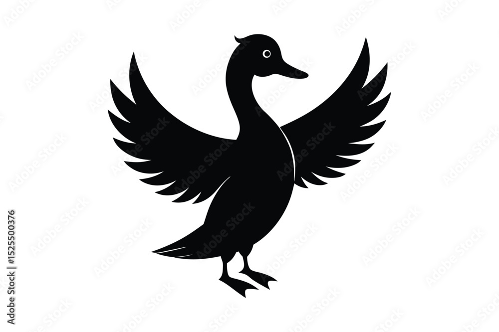 Fototapeta premium Duck Silhouette vector , Wood duck Silhouette vector bundle 