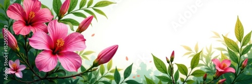 Vibrant blooms, lush greenery, white background, event, design