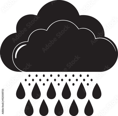 Cloud and rain weather forecast icon vector illustration for computing technology and internet communication design concept