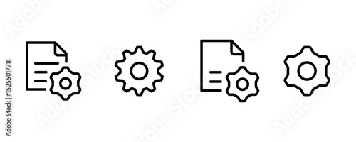 Settings line icon set. Gear, cogwheel, configuration, preferences, control panel, tools, adjustment, system settings, app UI, customize, user interface, software vector. Thin PNG icons