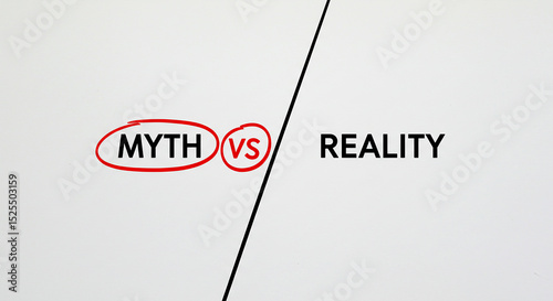 A comparison of myth versus reality with red circles around the word myth and the letters v and s