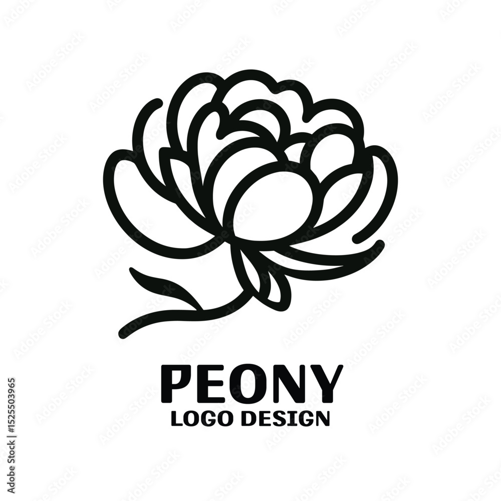 Fototapeta premium Peony Vector Logo Design