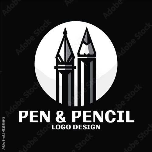 Pen And Pencil Vector Logo Design