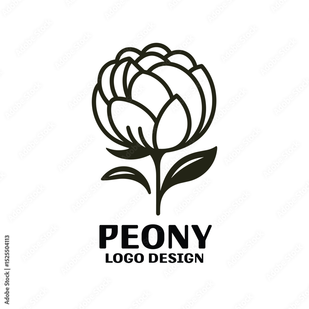 Fototapeta premium Peony Vector Logo Design
