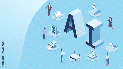 Artificial Intelligence and Technology Network Concept
