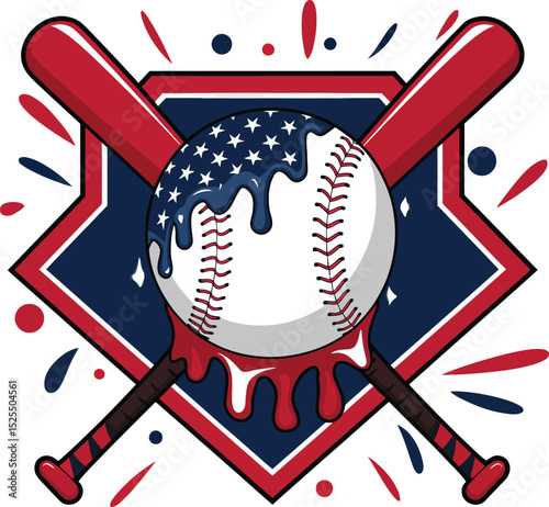 Patriotic Baseball Splash Art