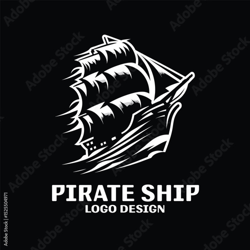 Pirate Ship Vector Logo Design