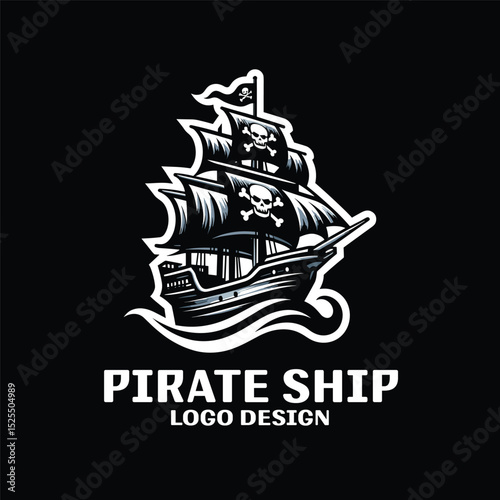 Pirate Ship Vector Logo Design