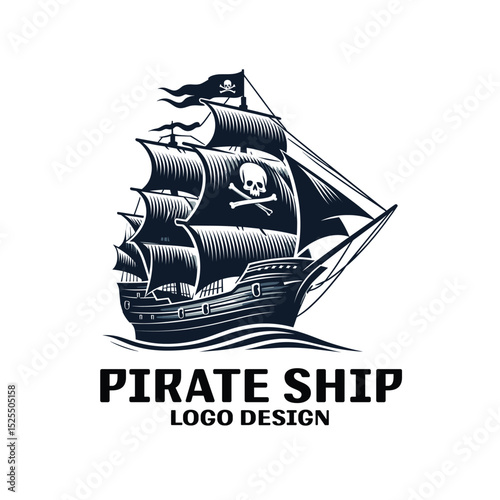 Pirate Ship Vector Logo Design