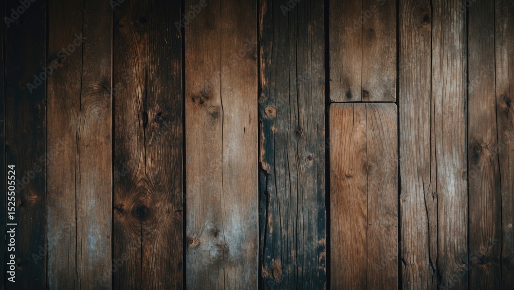 Naklejka premium Brown wooden planks arranged vertically, showing natural texture and grain with a slightly rustic appearance.