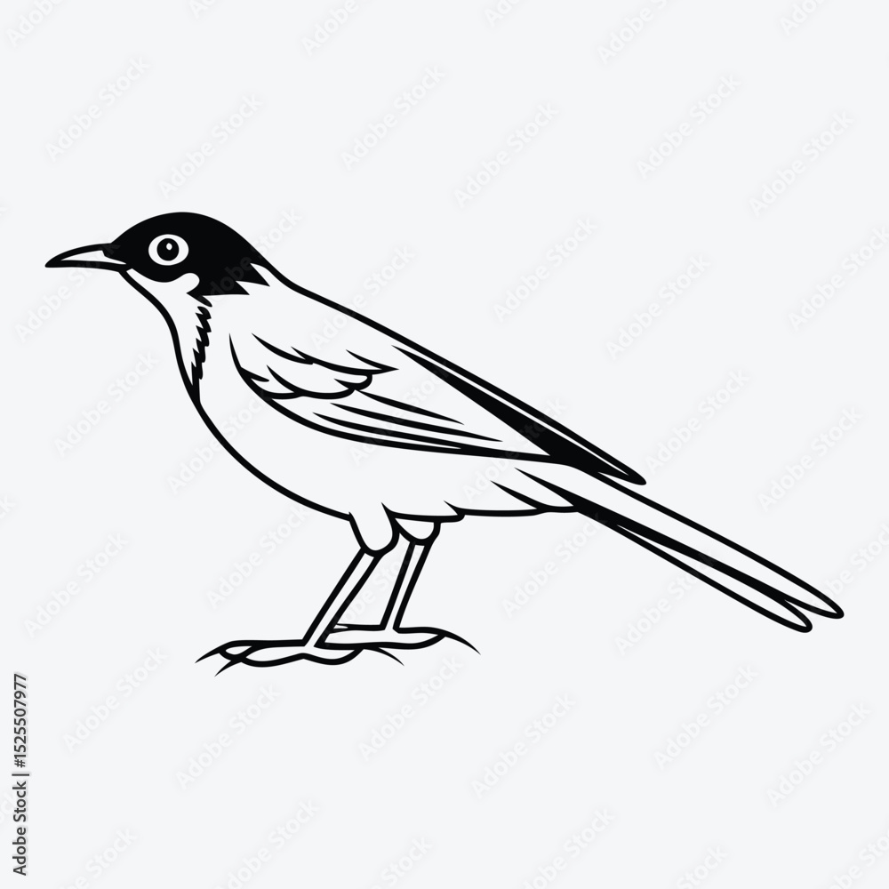 Obraz premium Antbird line art White background illustration Generative Ai.