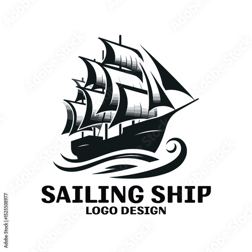 Sailing Ship Vector Logo Design
