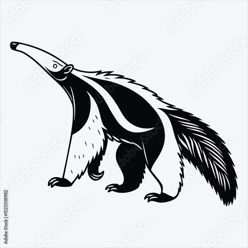 Anteater line art White background illustration Generative Ai.