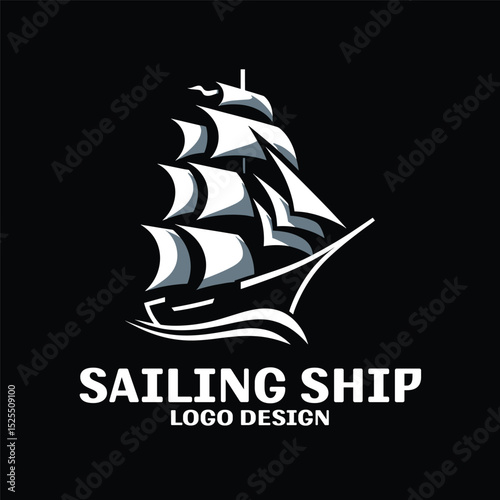 Sailing Ship Vector Logo Design