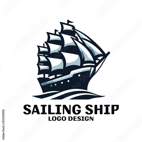 Sailing Ship Vector Logo Design