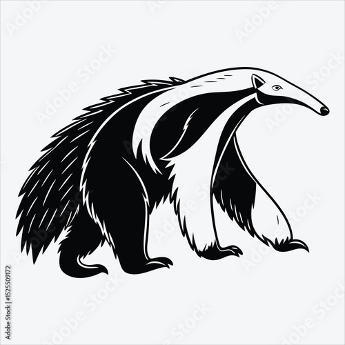 Anteater line art White background illustration Generative Ai.