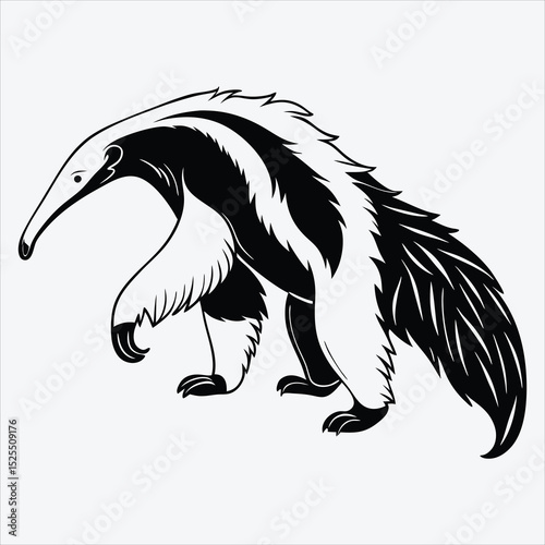 Anteater line art White background illustration Generative Ai.