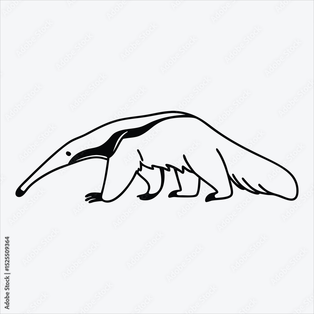 Fototapeta premium Anteater line art White background illustration Generative Ai.
