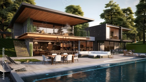 Wallpaper Mural A photo of a modern house with an outdoor bar Torontodigital.ca