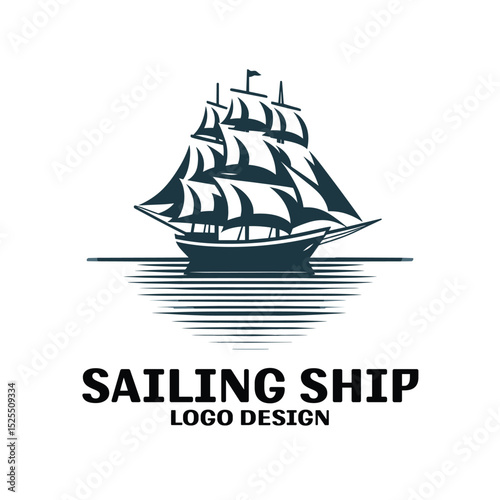 Sailing Ship Vector Logo Design