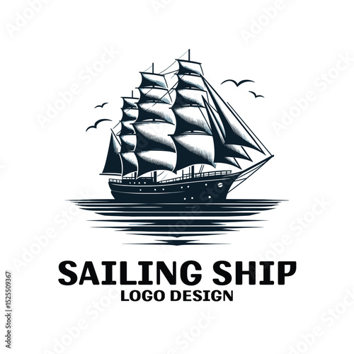 Sailing Ship Vector Logo Design