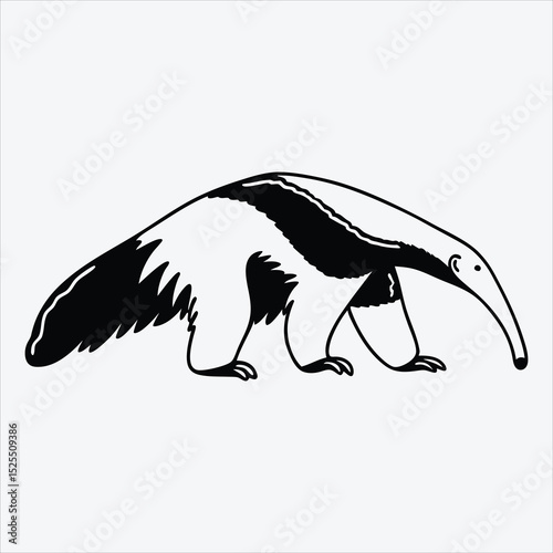 Anteater line art White background illustration Generative Ai.
