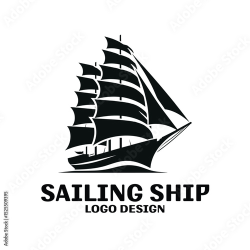 Sailing Ship Vector Logo Design