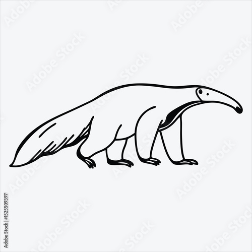 Anteater line art White background illustration Generative Ai.