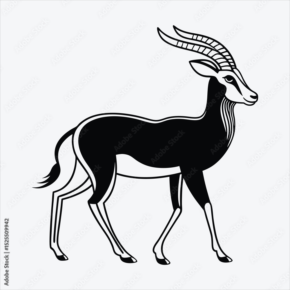 Obraz premium Antelope line art White background illustration Generative Ai.