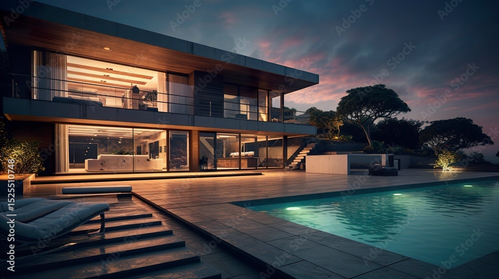 Obraz premium A photo of a modern house with surround sound