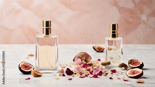 Ultra-thin glass perfume vial resting elegantly on a reflective surface