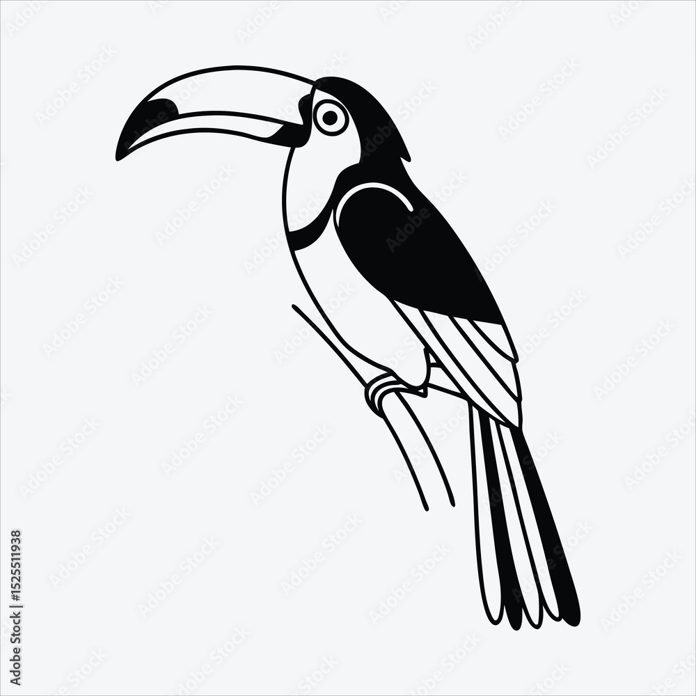 Fototapeta premium Aracari line art White background illustration Generative Ai.