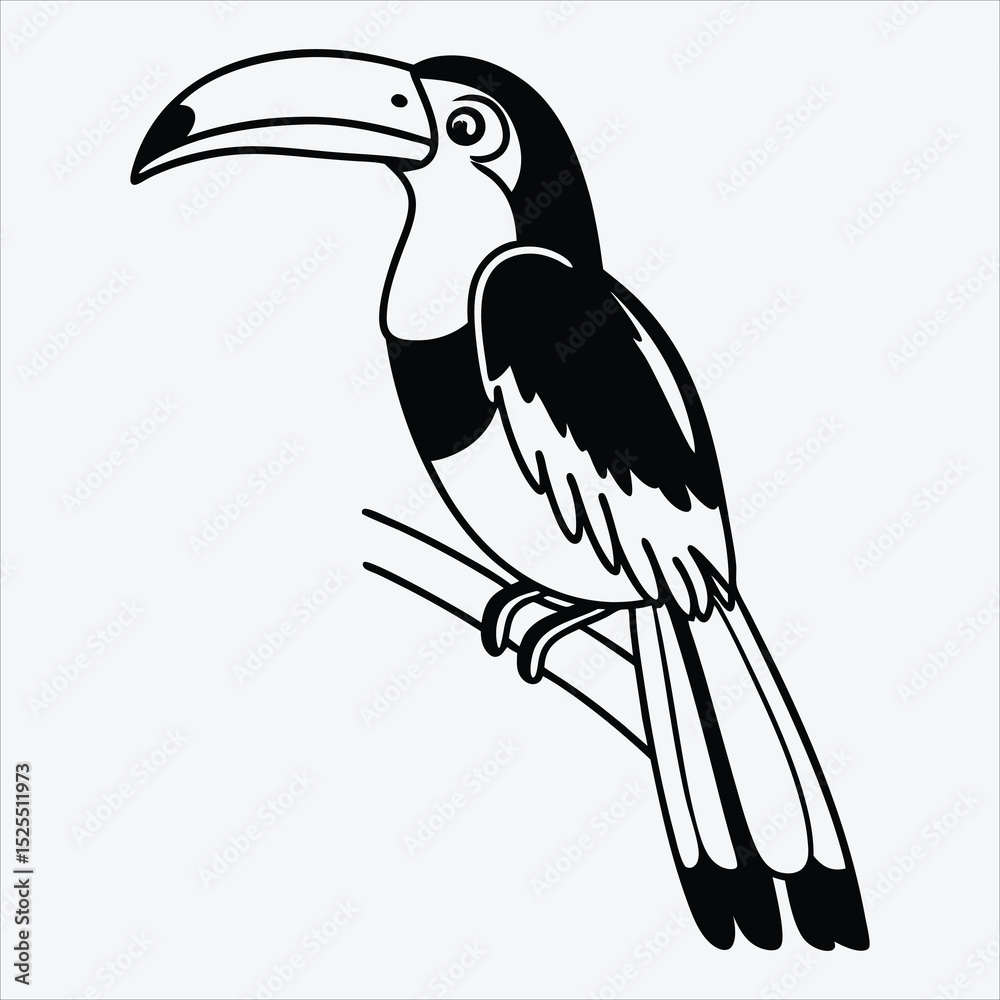 Obraz premium Aracari line art White background illustration Generative Ai.