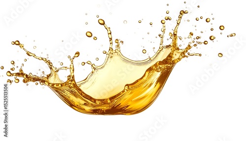 Golden liquid splash on white