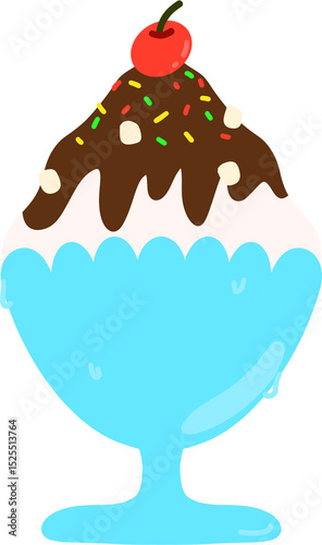 여름 디저트 팥빙수 일러스트 아이콘