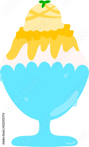 여름 디저트 망고 아이스크림 빙수 일러스트 아이콘