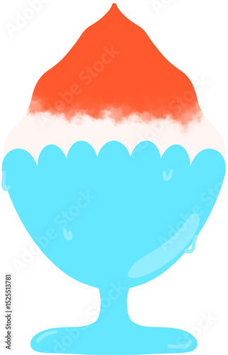 여름 디저트 딸기 시럽 빙수 카키고오리 일러스트 아이콘