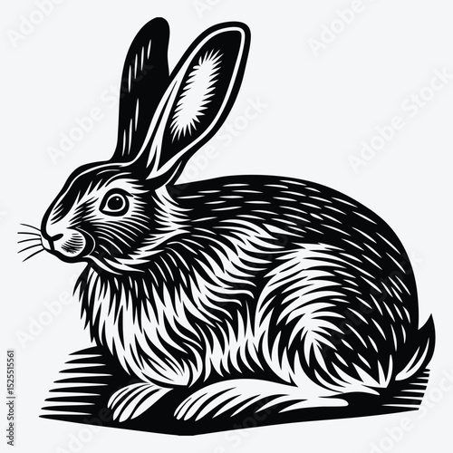 Arctic Hare line art White background illustration Generative Ai.