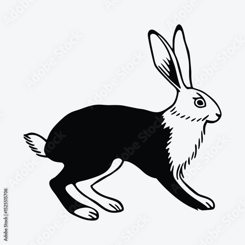 Arctic Hare line art White background illustration Generative Ai.