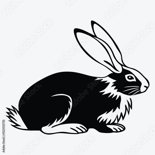 Arctic Hare line art White background illustration Generative Ai.