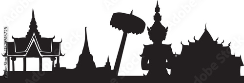 thai pavilion and drum tower, traditional Thai architecture vector for cultural tourism and spiritual projects