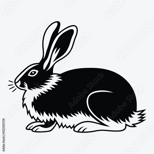 Arctic Hare line art White background illustration Generative Ai.