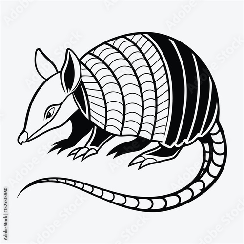 Armadillo line art White background illustration Generative Ai.