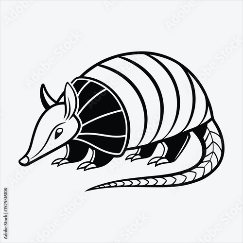  Armadillo line art White background illustration Generative Ai.