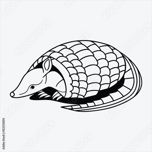  Armadillo line art White background illustration Generative Ai.