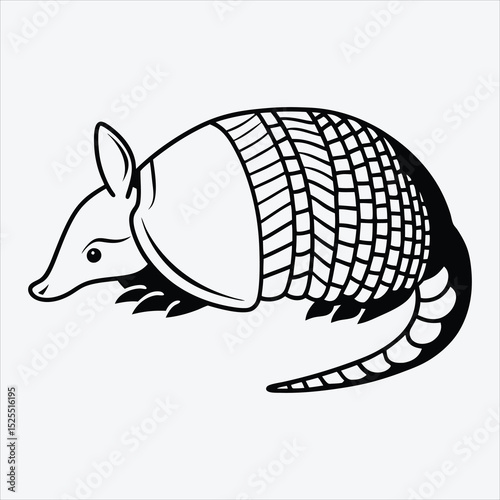  Armadillo line art White background illustration Generative Ai.